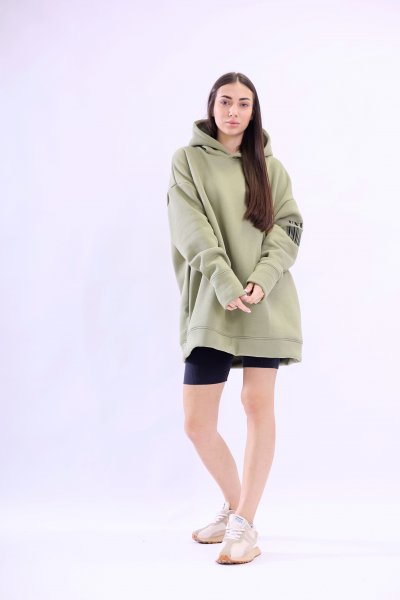 Худи UNIQUE LONG оливковый, фото 3140