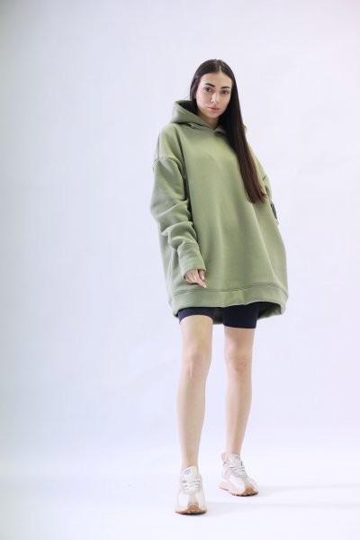 Худи UNIQUE LONG оливковый